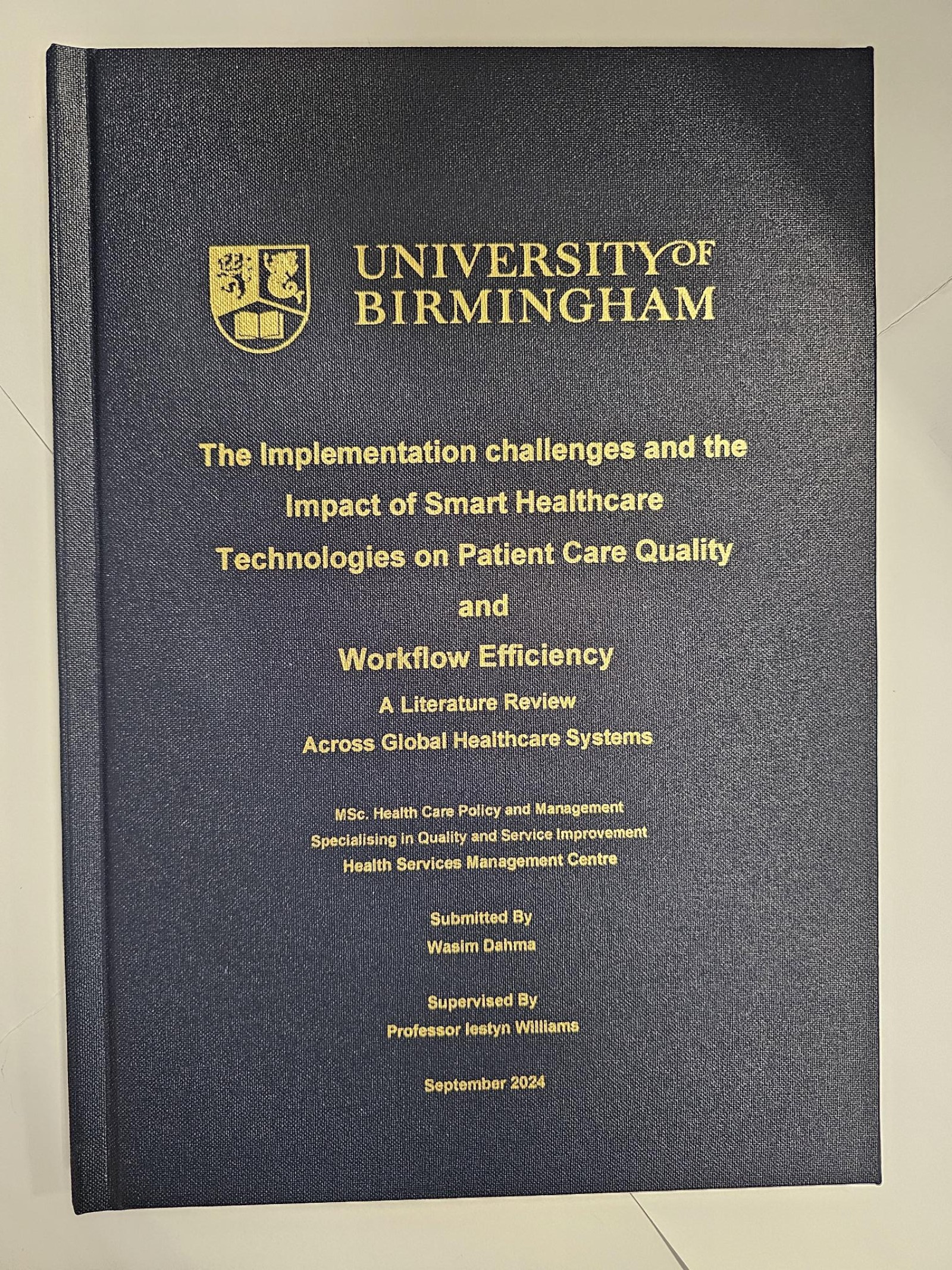 University of Birmingham -customer design (www.helixbinders.co.uk)