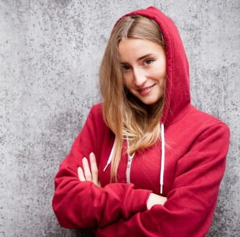 Girl in a red hoodie